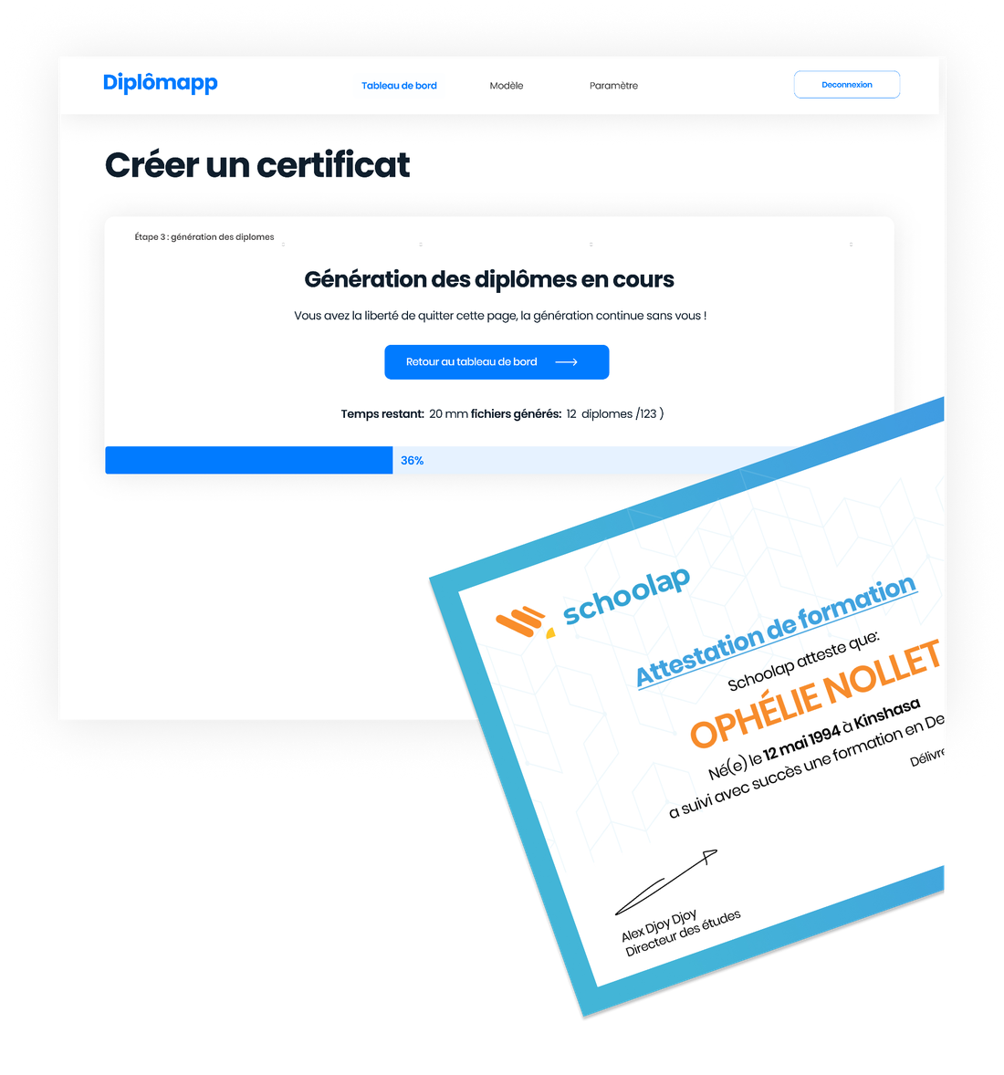 Diplomapps — création de certificats sécurisés par blockchain